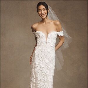 Jenny Yoo Josephine Off the Shoulder Fit and Flare Dress